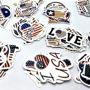 "5/$25" Pack Of 10 Patriotic American 4th Of July Independance Day Stickers